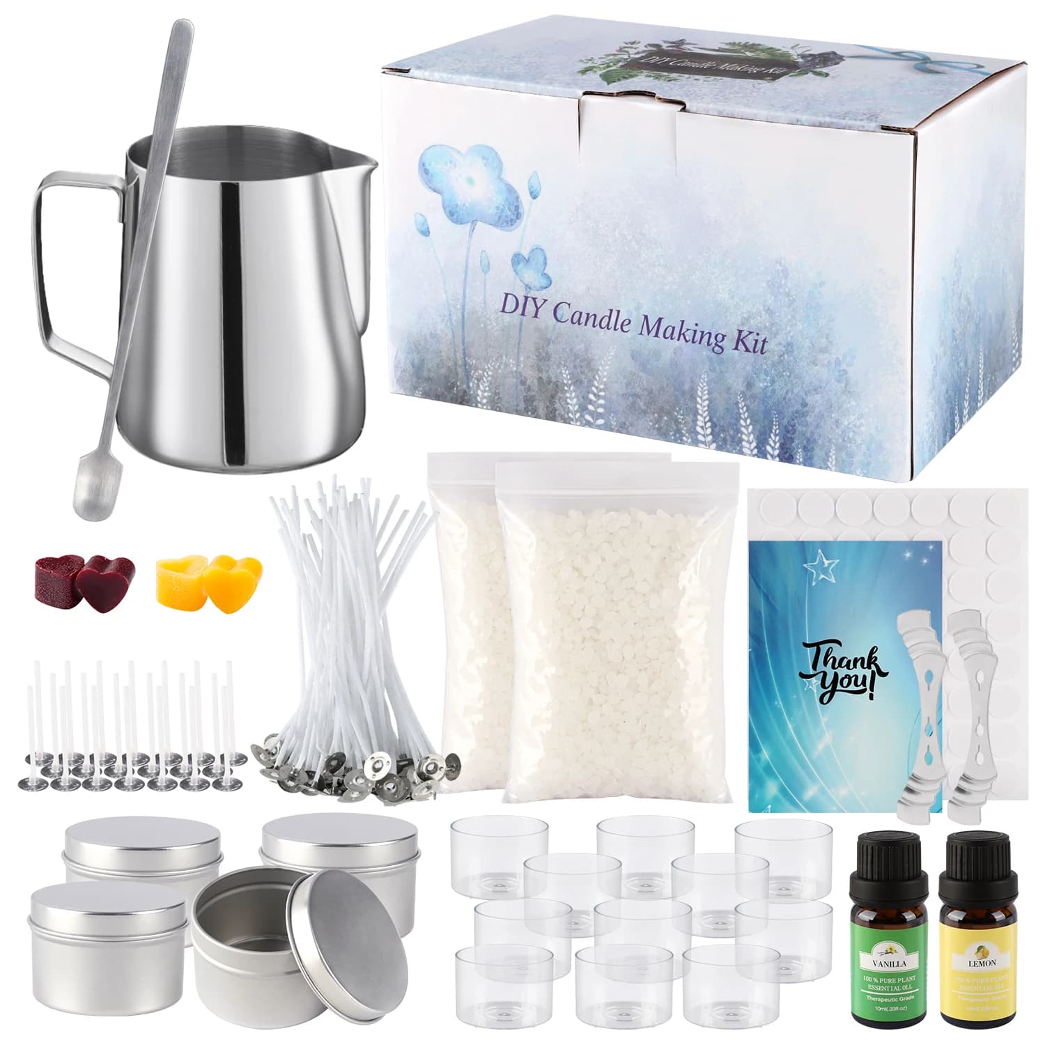 Ensemble de fabrication de bougies DIY Simple, facile à fabriquer, avec huile essentielle pour aromathérapie, cire de soja de haute qualité, fabriqué à la main