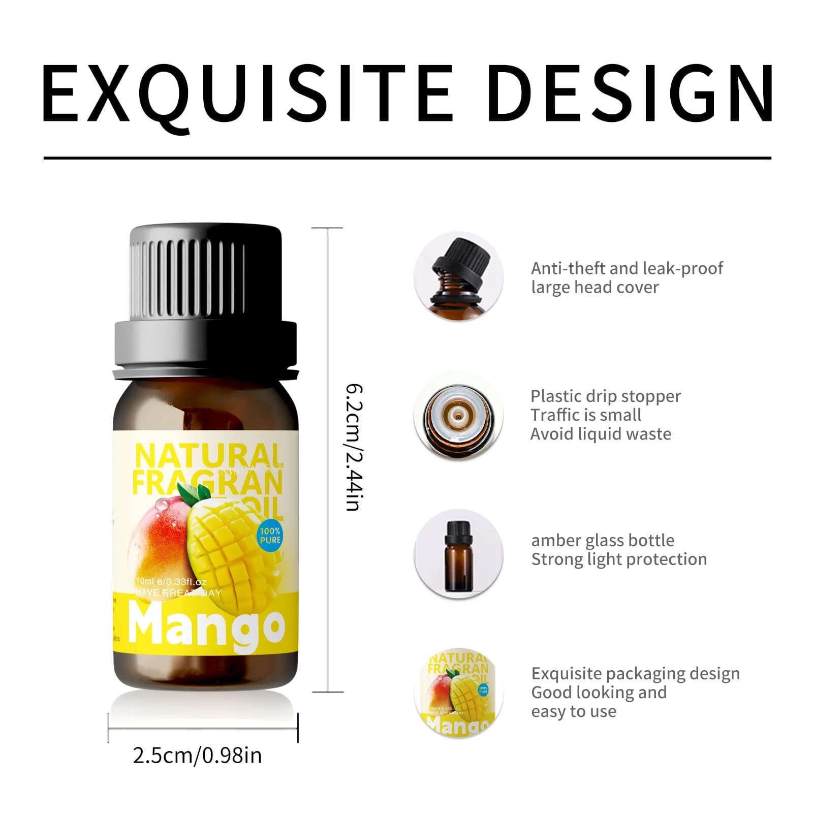 Huiles essentielles de mangue 10 ml, huile aromatique de mangue, parfum amusant et durable, cadeaux pour femmes, fabrication de bougies