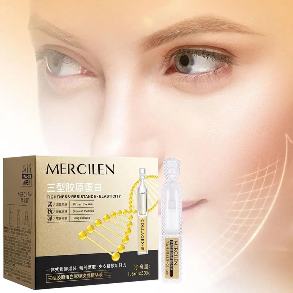 Boost d'hydratation quotidien avec des ampoules de collagène de type III et d'acide hyaluronique favorisant une texture de peau lisse et confortable
