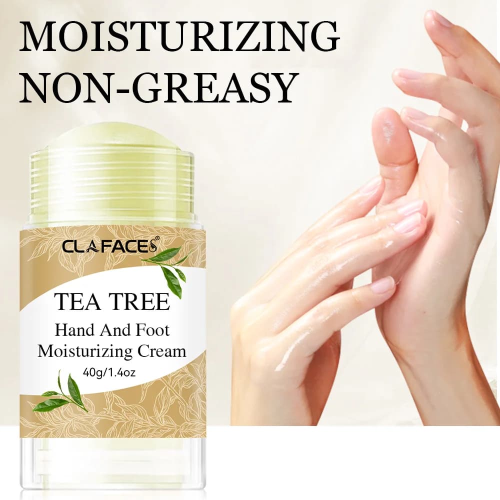Bâton de crème pour les pieds à l'huile d'arbre à thé pour les fissures du talon, nourrit en profondeur la peau des pieds, exfolie et hydrate la crème pour les pieds