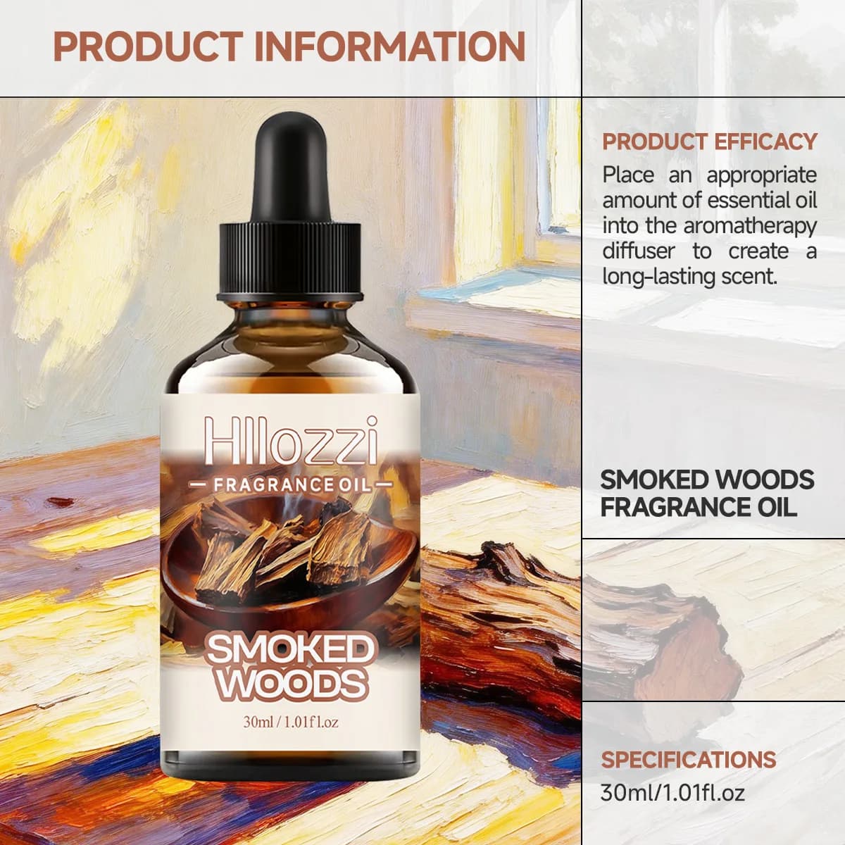 Les huiles essentielles Smoked Woods ont un arôme frais et agréable