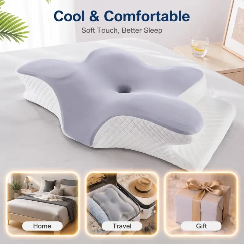 Oreiller en mousse à mémoire de forme Papillon à rebond lent, soutien cervical, coussin d'aide au sommeil, literie douce pour la relaxation nocturne des adultes