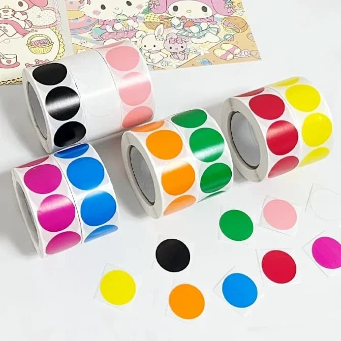 Étiquette autocollante à points colorés, 1000 pièces, marque de Classification, rouleaux d'autocollants en papier couché, papeterie esthétique Kawaii