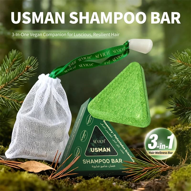 120g Usman herbe & Platycladus shampooing savon renforcer la croissance des racines des cheveux shampooing barre naturel à base de plantes traitement de perte de cheveux soins capillaires