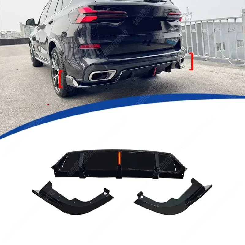 Diffuseur de pare-chocs arrière avec LED pour BMW X5 G05 M50i M50d M60i M60d 40i M Sport 2020 2021 2022 2023 2024 2025
