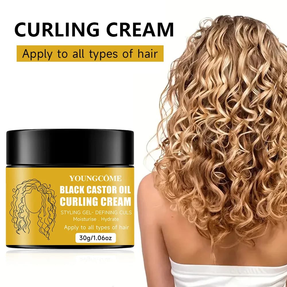 Après-shampooing à l'huile de ricin noir, traitement ultra hydratant et définissant les boucles pour cheveux secs et bouclés | Démangler, répare les dommages