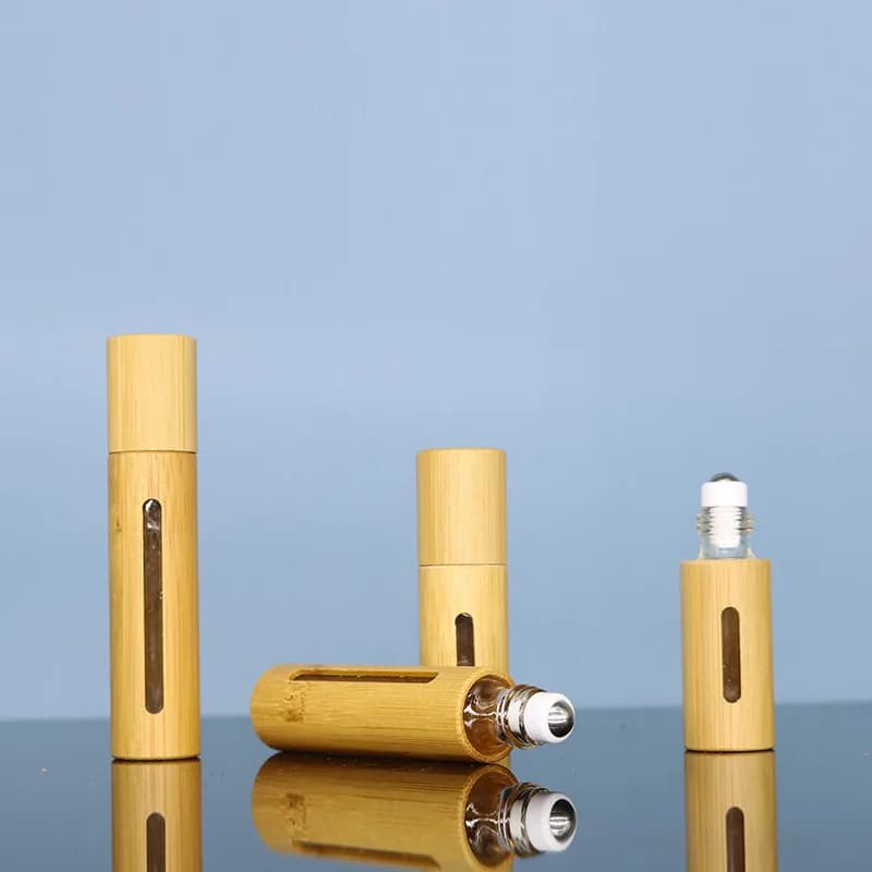 Bouteille fendue d'huile essentielle avec bouchon en bambou naturel, bois Mars, perle de marche, fenêtre, pad-embouteillage de nouilles, rouleau à rouler, 3ml, 5ml, 10ml