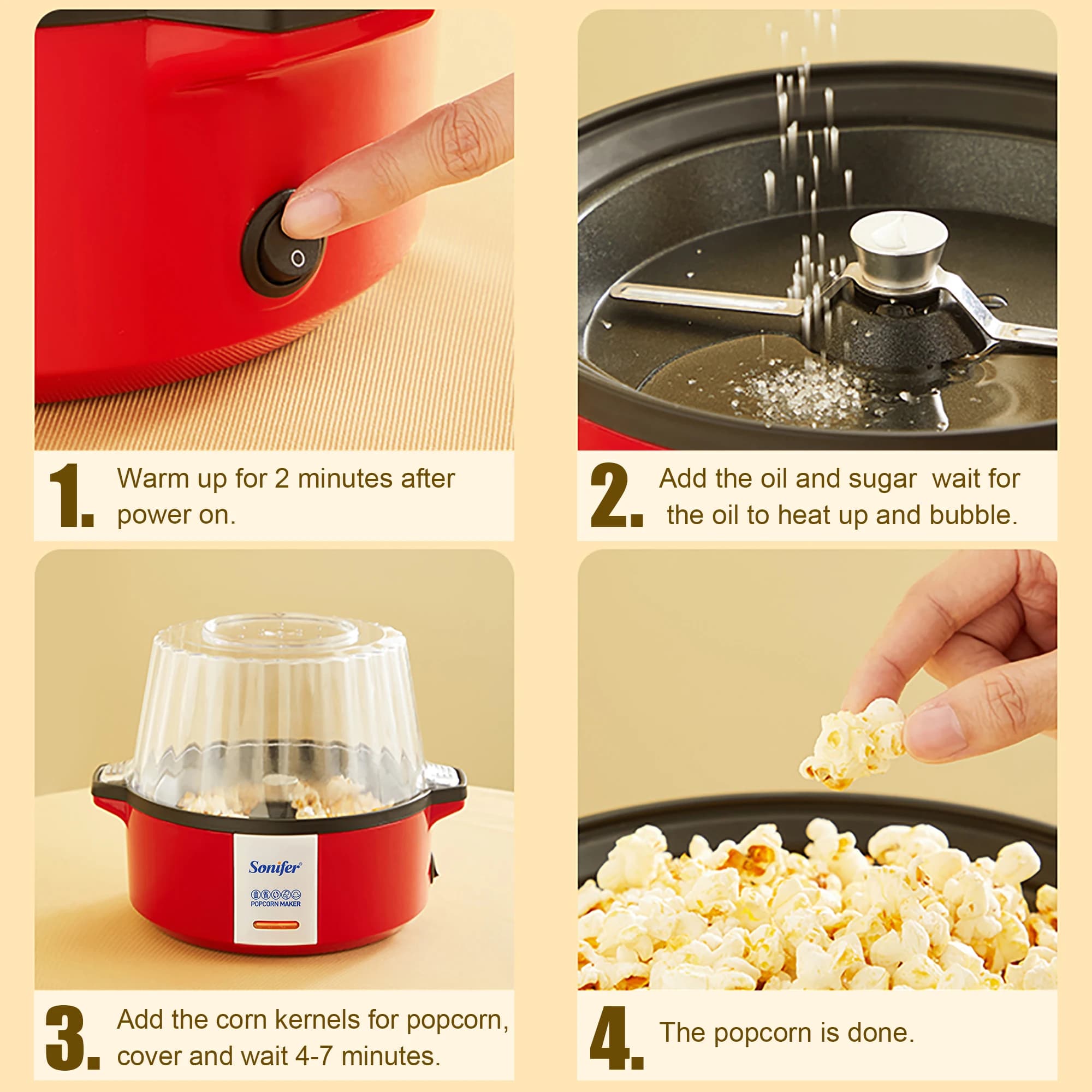 Machine à pop-corn domestique, Air chaud sain, sans huile, Machine à pop-corn pour la cuisine des enfants, bricolage fait maison, film de pop-corn Snack Sonifer