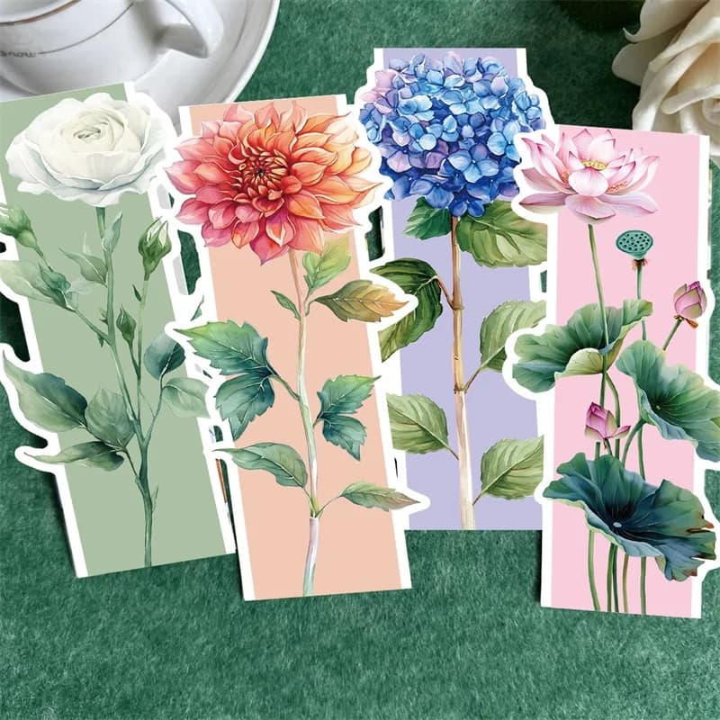 Marque-page en forme de fleur de printemps, 5/30 pièces, pour pages de livres, lecteurs, matériel créatif, fournitures de papeterie