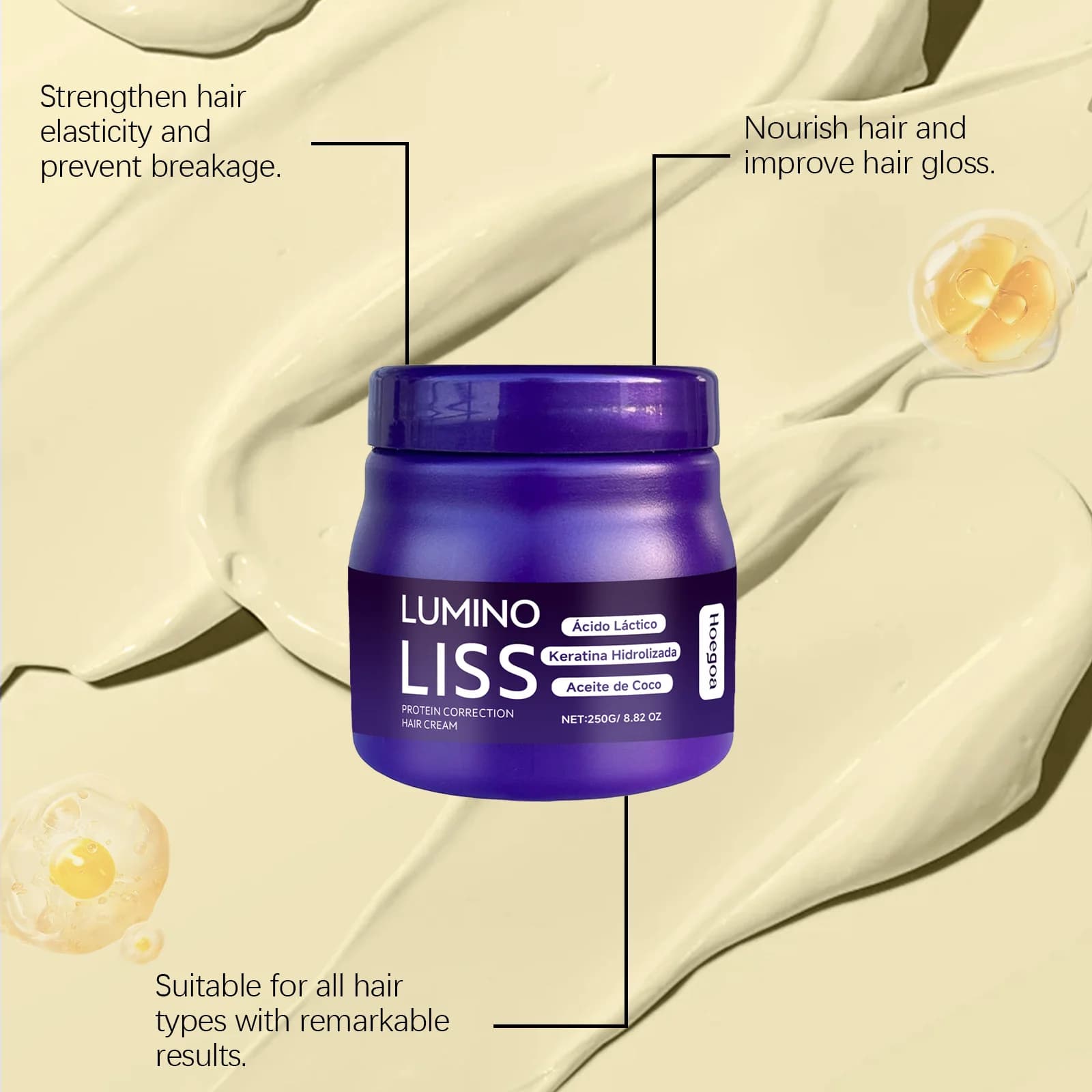 Crème capillaire à la kératine, lissante rapide, nourrissante, réparation de la kératine endommagée, améliore les frisottis, lisse, nourrissante, crème de soin lissante