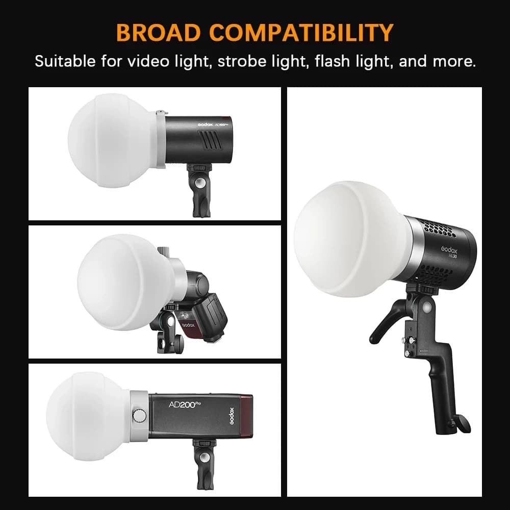 Kit de dôme diffuseur Godox ML-CD15 ML-CS1625 avec 3 adaptateurs pour éclairage photo, flash de studio, photographie de portrait, diffusion en direct