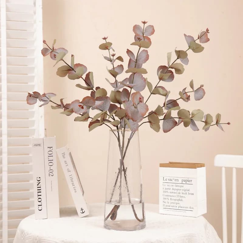 Branche d'arbre d'eucalyptus artificielle, feuilles rondes, feuille d'argent, plante rétro, décoration de boutique de mariage, fausse feuillage de fleurs, nouvelle collection 2023