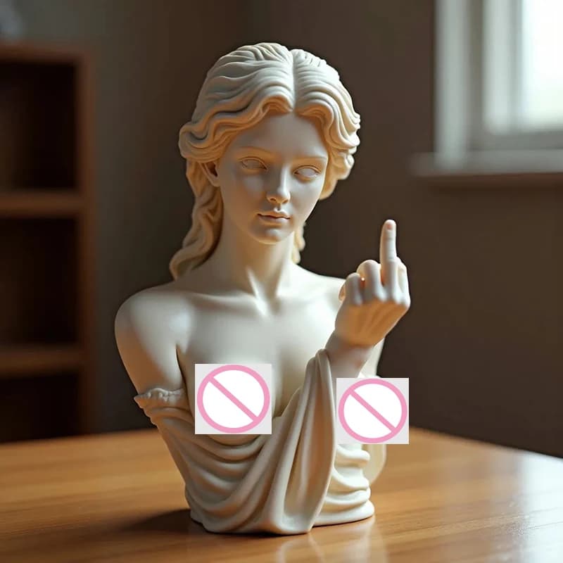 Statue de vénus drôle avec doigt du milieu de la déesse, ornement Miniature en résine, décoration de bureau et de maison