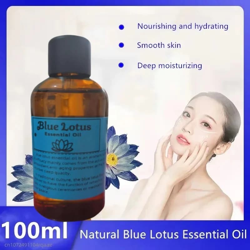 Huile de Lotus bleu 100% naturelle de haute qualité, 2/100ml, parfaite pour l'amélioration de la peau, la rafraîchissement de l'air aromatique, le parfum, la fabrication d'encens