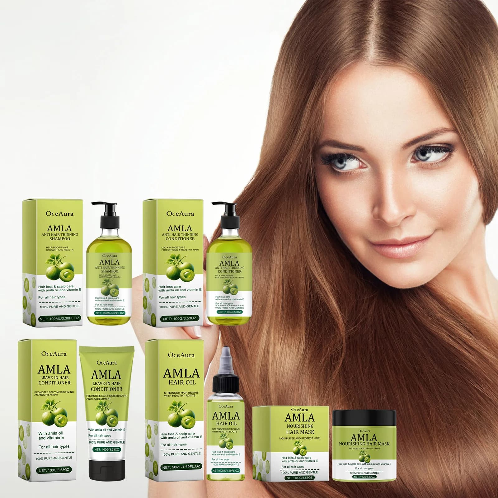 Ensemble de soins capillaires naturels à l'huile de ricin, shampoing nourrissant, revitalisant, réparation, teinture à chaud, huile endommagée, parfum brillant, masque de soin pour cheveux