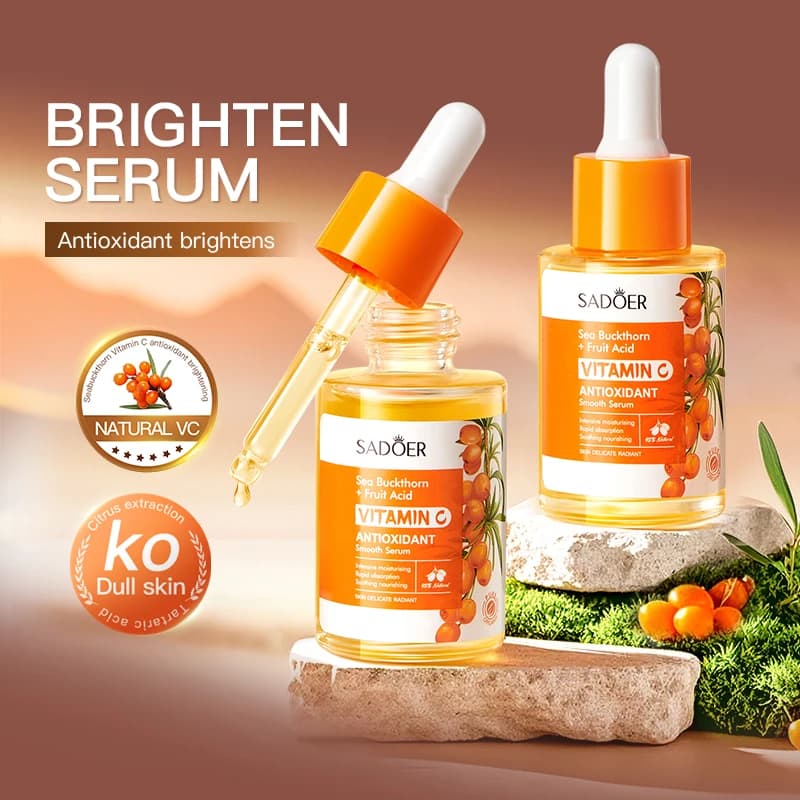 Sérum éclaircissant à l'argousier, Essence lumineuse, antioxydant, taches lumineuses, Correction de la mélanine, hydratant, nourrissant, soins coréens pour la peau