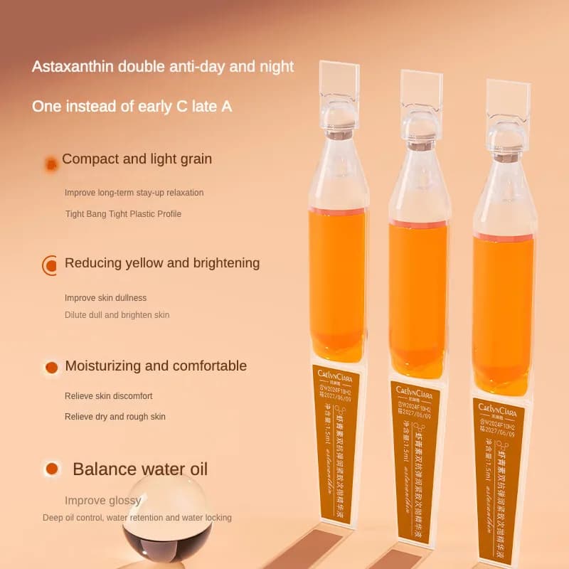Ampoule d'astaxanthine, sérum Anti-âge pour le visage, Anti-âge, rides, éclaircit la peau, blanchissant, hydratant, Essence de soin pour le visage, 30 pièces/ensemble