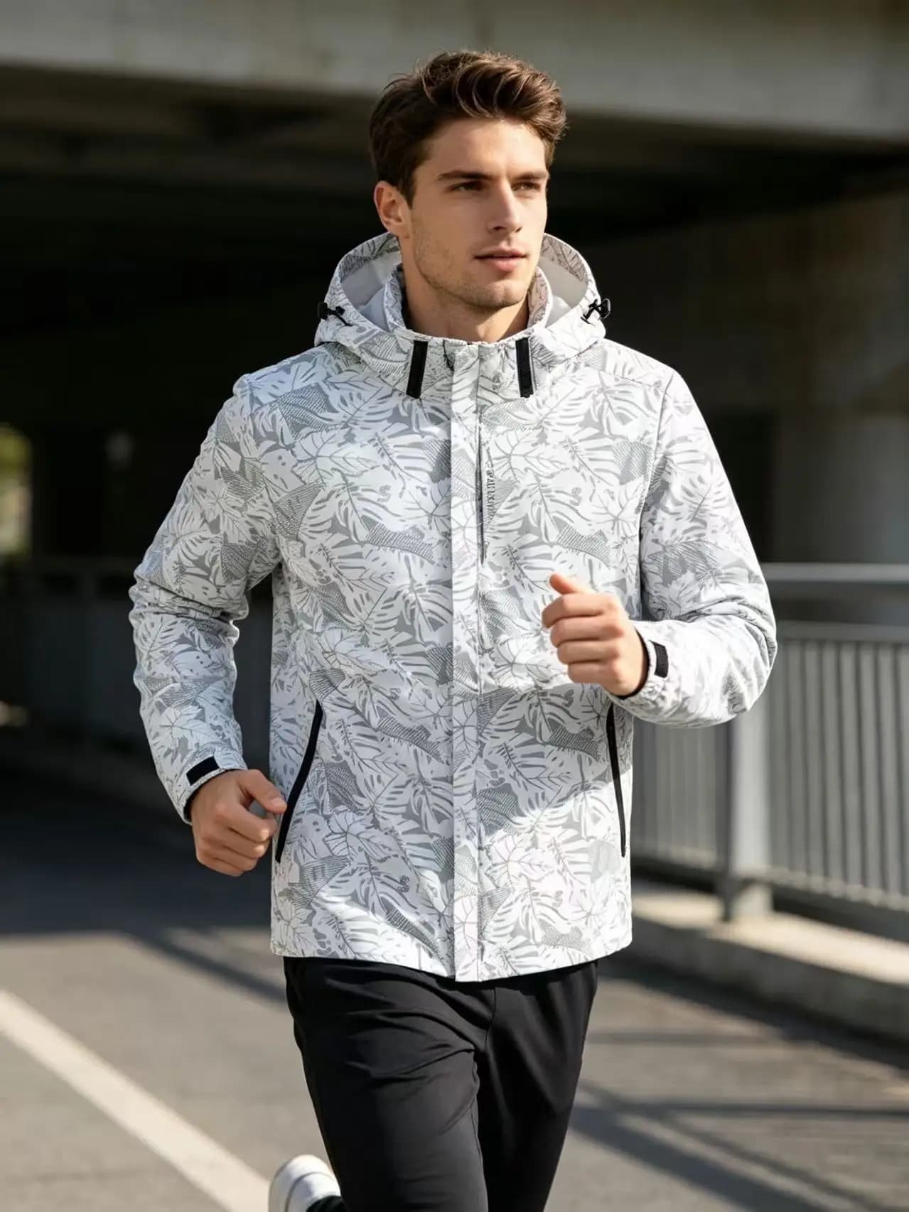 Veste à capuche, veste décontractée zippée pour homme