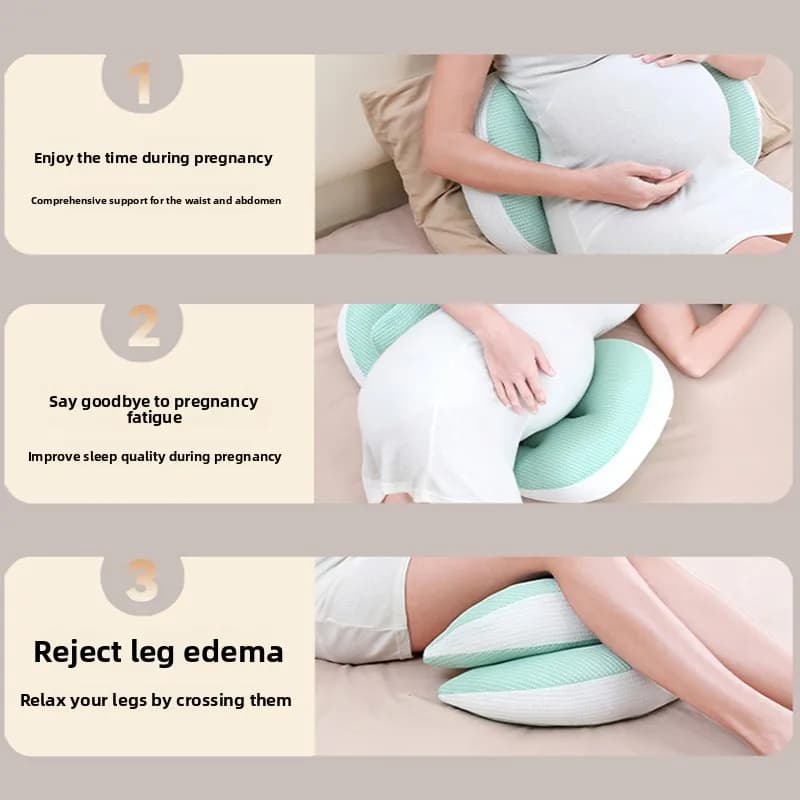 Oreiller de grossesse multifonctionnel avec coussin auxiliaire, soutien lombaire doux et réglable pour femmes enceintes, oreillers corporels pour dormir