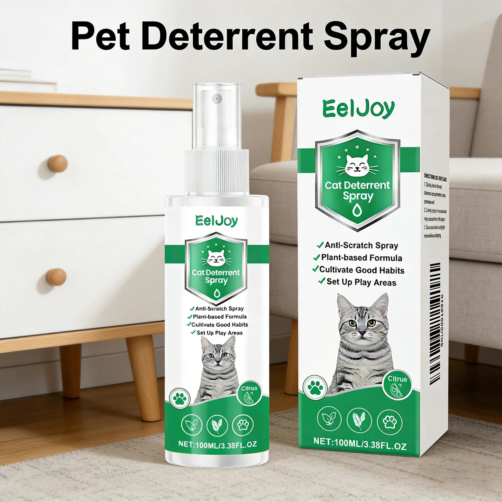 Spray Répulsif Anti-Chat Intérieur/Extérieur – Protection Meubles Contre les Griffures des Chats – Empêche les Chats de Grimper au Lit et de Marquer leur Terre d'Action par l'Urine – Dissuasion pour A