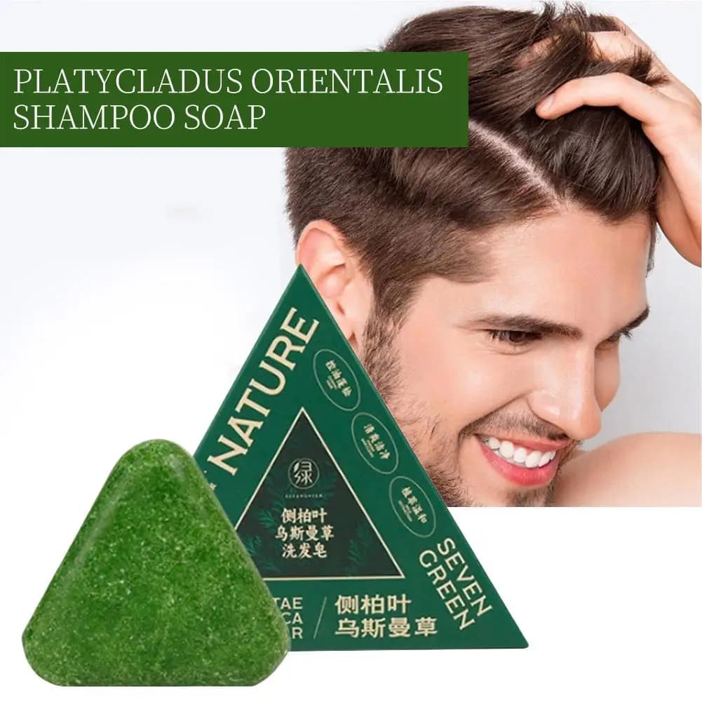 Savon Shampooing Usman Grass & Platycladi Traitement Naturel pour la Croissance des Cheveux Anti-Chute Renforce les Racines Cuir Chevelu Sain Barre Capillaire aux Herbes