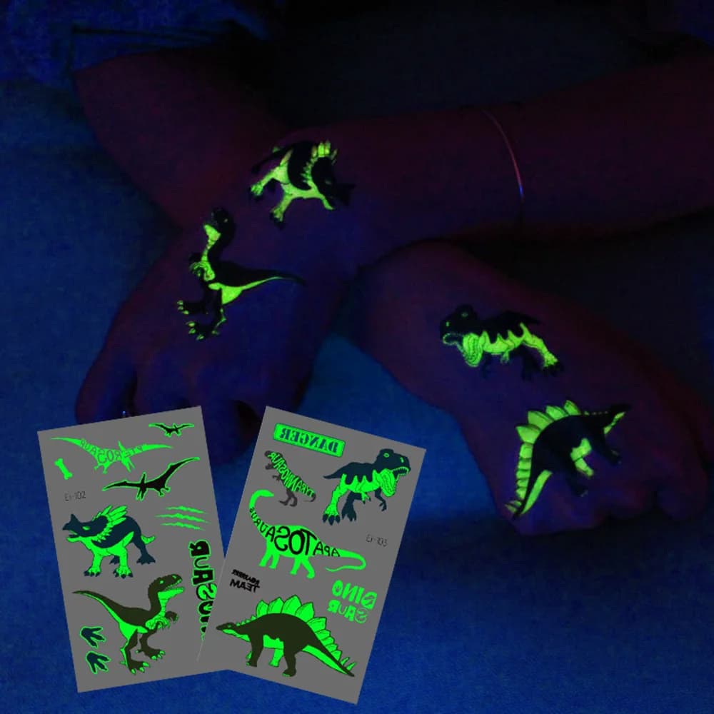 Tatouages temporaires De dinosaure lumineux