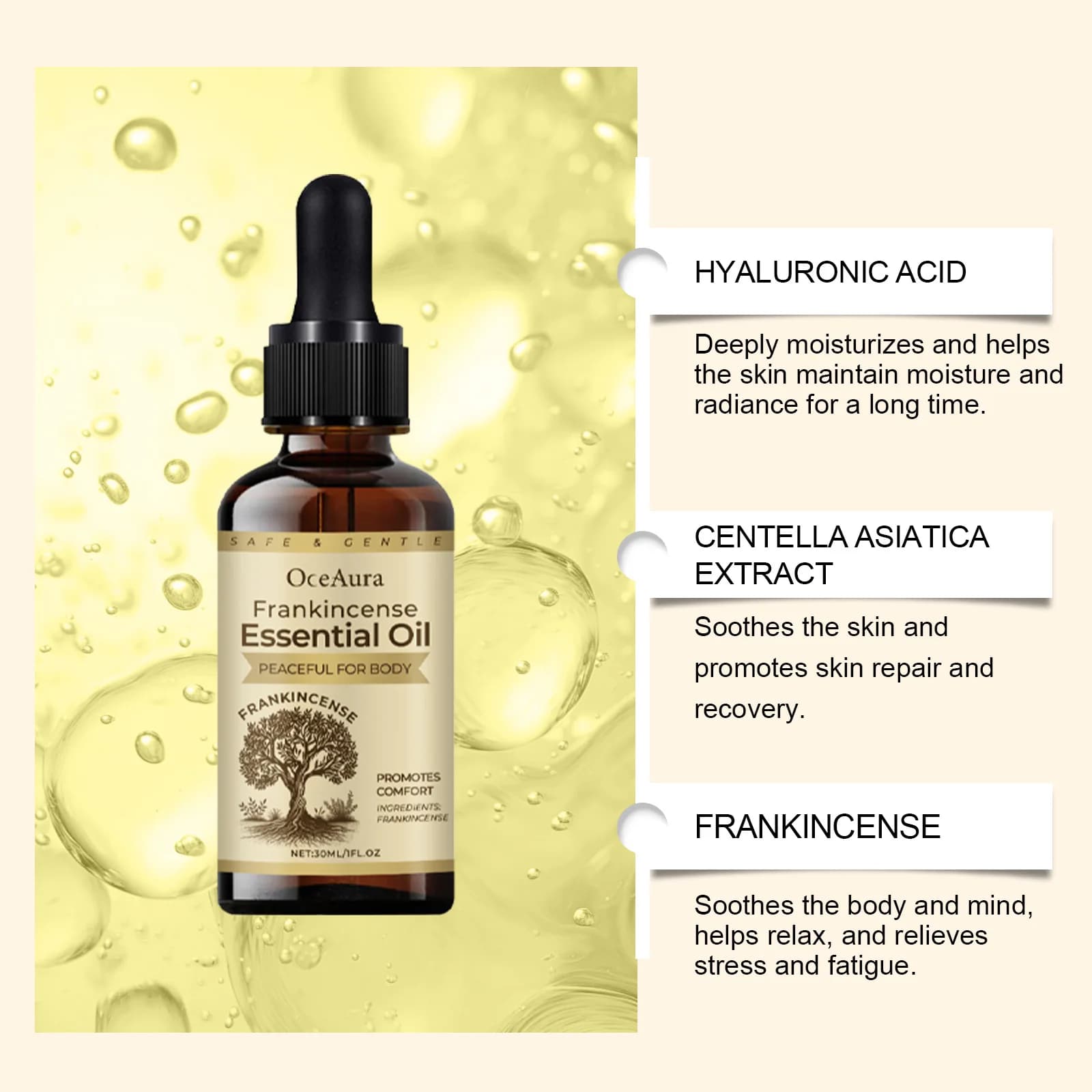 Huile essentielle d'encens 30ML, huile de soin du corps pour apaiser les muscles des épaules et du dos, huile de soin hydratante pour femmes et hommes