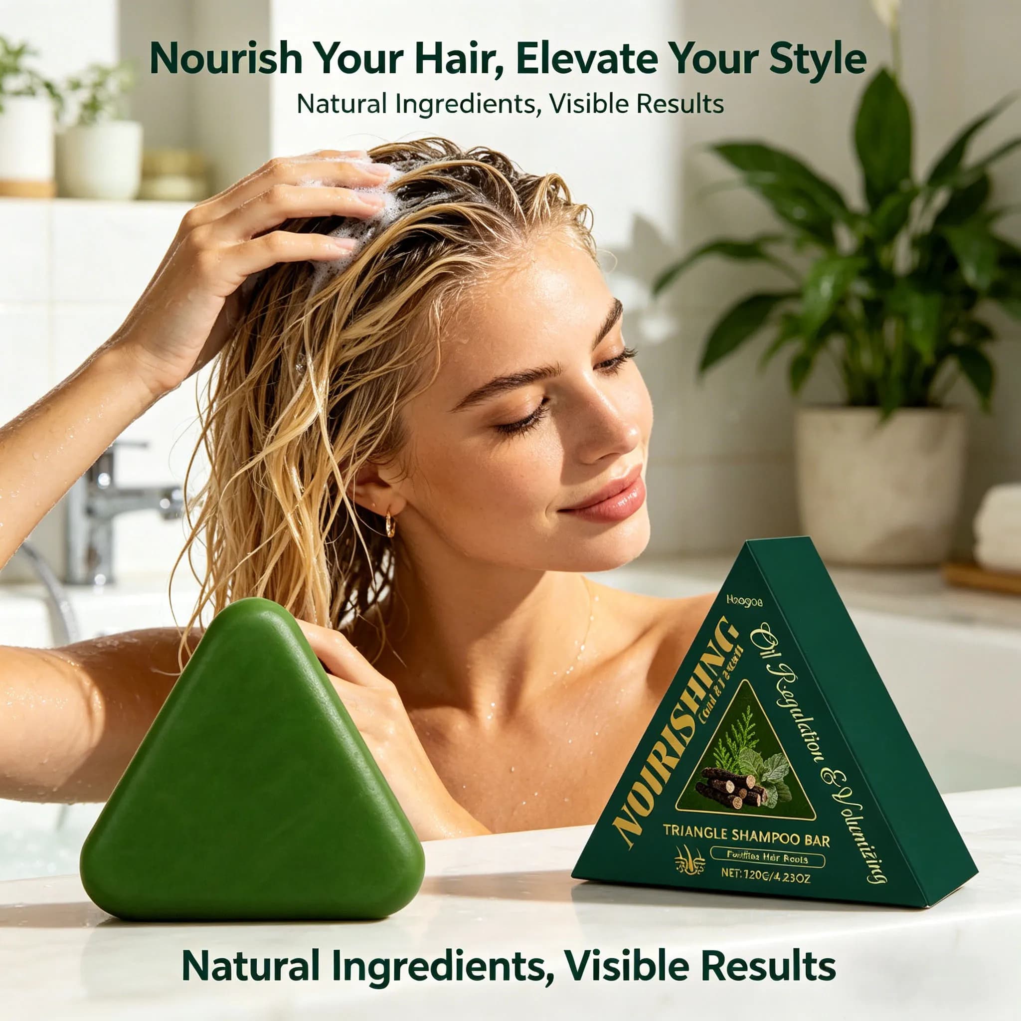 Savon Shampoing Herbal Nettoyant Doux pour le Cuir Chevelu, Rafraîchissant, Contrôle du Sébum, Anti-Pelliculaire, Purifiant, Réduit la Casse, Nourrit les Racines des Cheveux