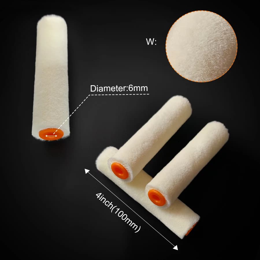 10 rouleaux de peinture laineux miniatures de 4 pouces pour effet miroir ; Fibre courte adaptée aux surfaces lisses ;