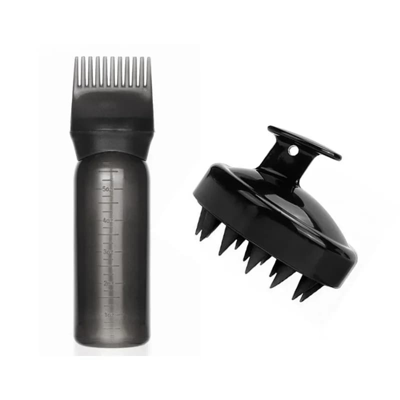Bouteille de distributeur d'huile pour cheveux, applicateur de peigne racine, masseur de cuir chevelu réutilisable, shampooing, brosse, outil de embau