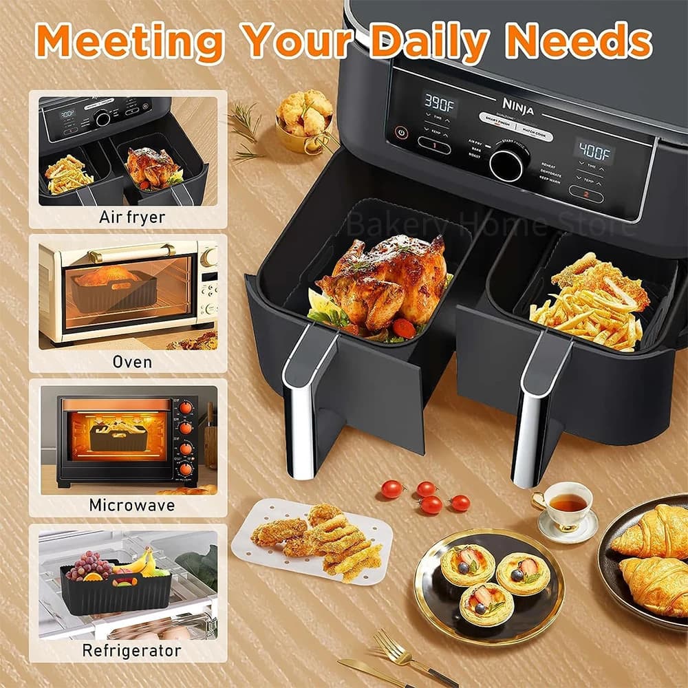 Ensemble d'accessoires pour friteuse à Air Ninja AF400EU AF300EU, Double pile XL, moule de friteuse à Air en Silicone, supports de gril pour friteuse à air 7,6 l-9,5 l