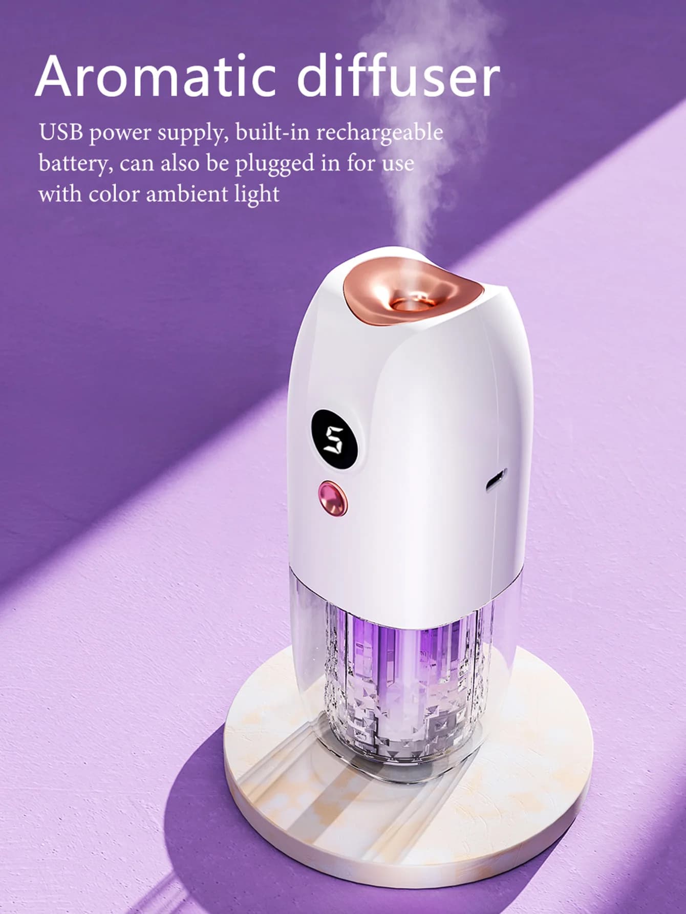Diffuseur d'arôme portable rechargeable multifonctionnel, diffuseur d'huile essentielle, minuterie, désodorisant, voiture, maison, salon, salle de bains