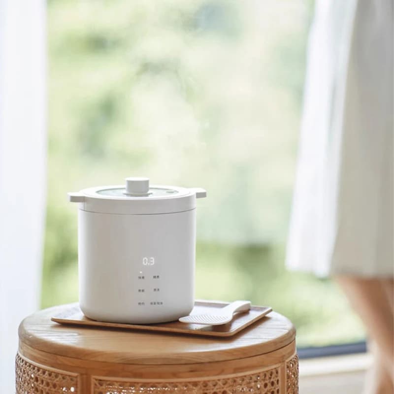 Olayks cuiseur à riz 1.2L cuiseur électrique multifonctionnel 25min cuisson rapide pour dortoir bureau Mini marmite électrique Portable