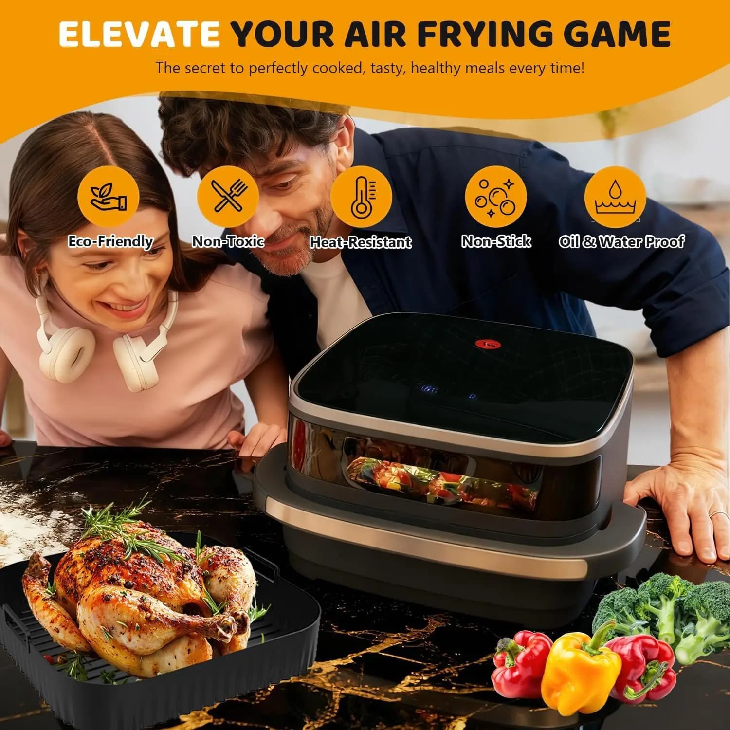 Moule de friteuse à air en silicone, moules en silicone pour friteuse à air pour surface Tefal Easy Fry XL, récipient de friteuse à air en plateau en silicone