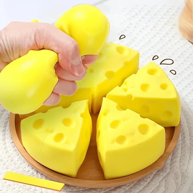 Jouet Squishy en Forme de Fromage à Remontée Lente, Mignon, Simulation de Fromage, Anti-Stress, Jouet Fidget pour Enfants et Adultes, Cadeau de Fête