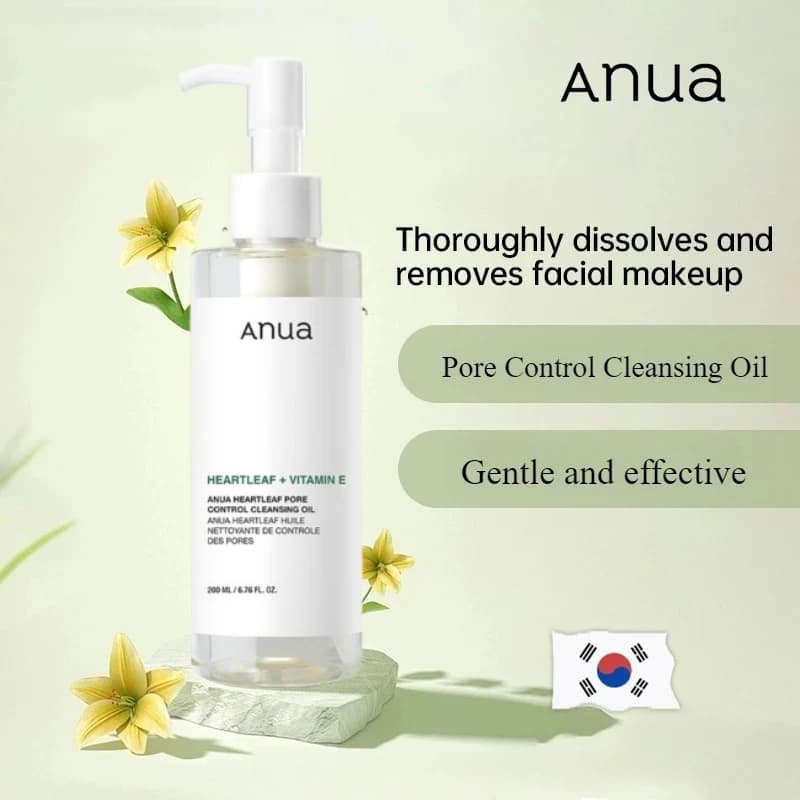 Ensemble de soins de la peau Anua, nettoyant visage Heartleaf, mousse nettoyante, nettoyage en profondeur des pores, huile démaquillante, ensemble de soins de la peau coréen original