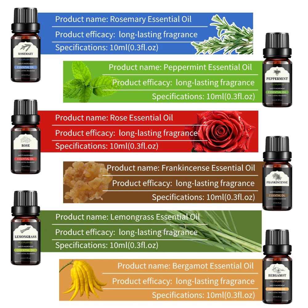 10ml/0.3fl.oz huile essentielle lavande jazmín eucalipto vanille sandalo bergamota romero citrella diffuseur arôme