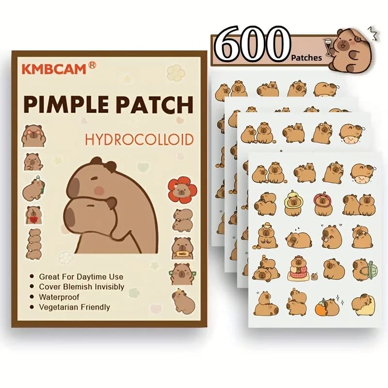 Patchs anti-boutons en forme de capybara, pour le visage - Sans parfum, sans parabène - Unisexe, convient à tous les types de peau, pour adultes.