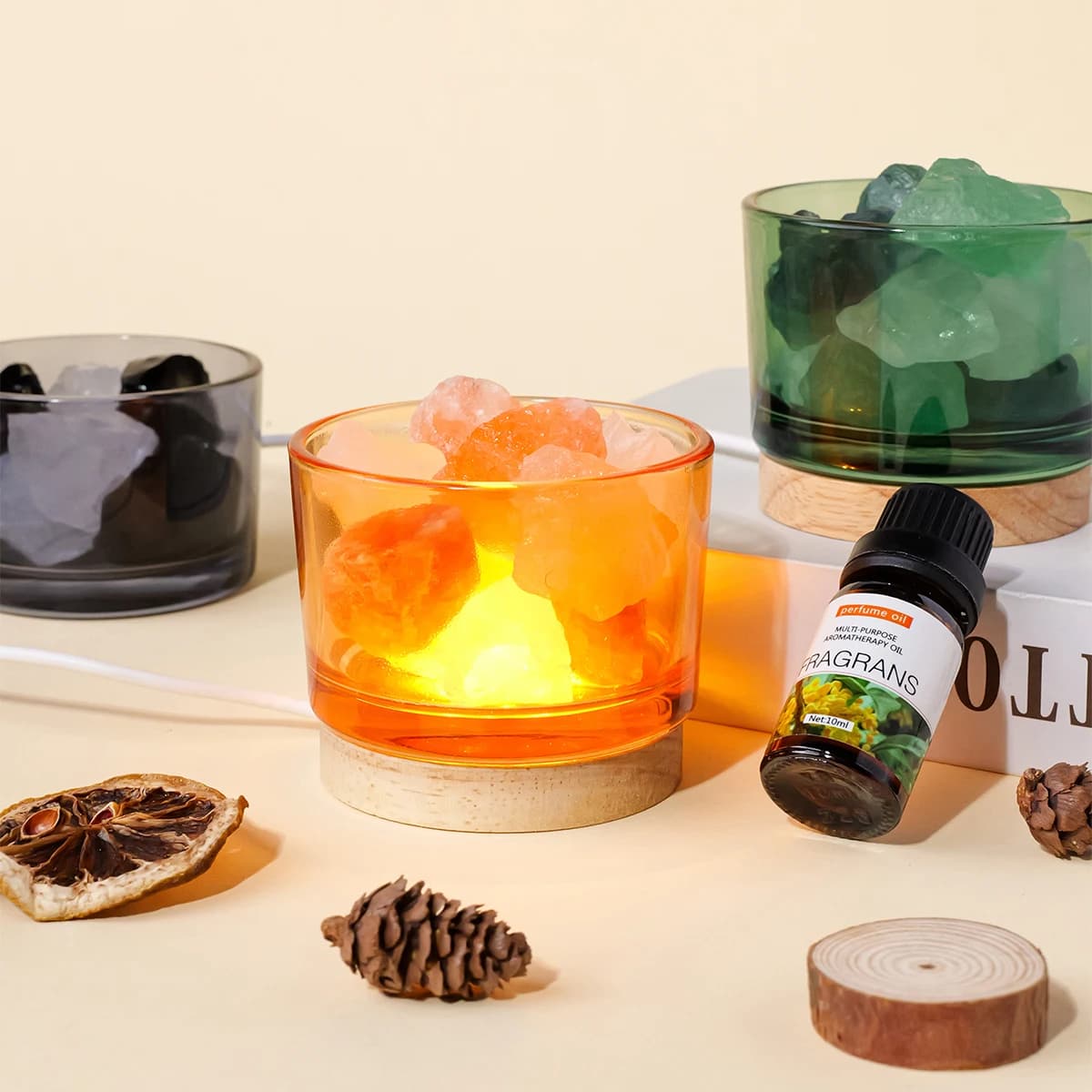 Lampe décorative en cristal brut, pierre brute, minéraux d'aromathérapie, Quartz Rose, encens parfumé, décoration de la maison, 1 pièce