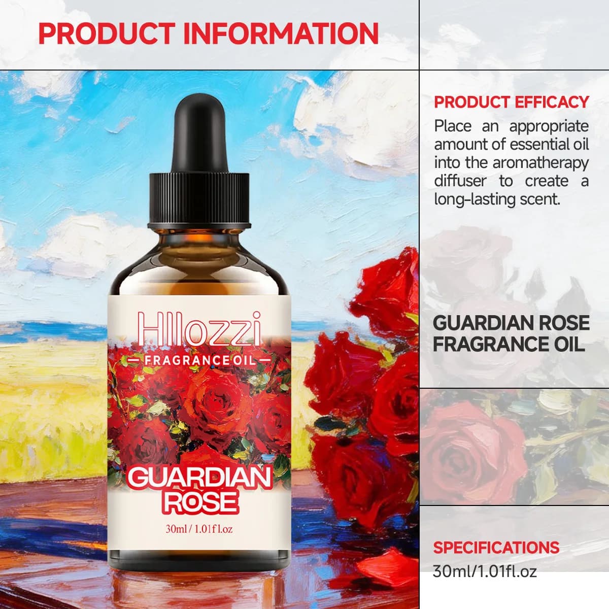 HUILE PARFUMÉE GUARDIAN ROSE Convient aux soins du visage