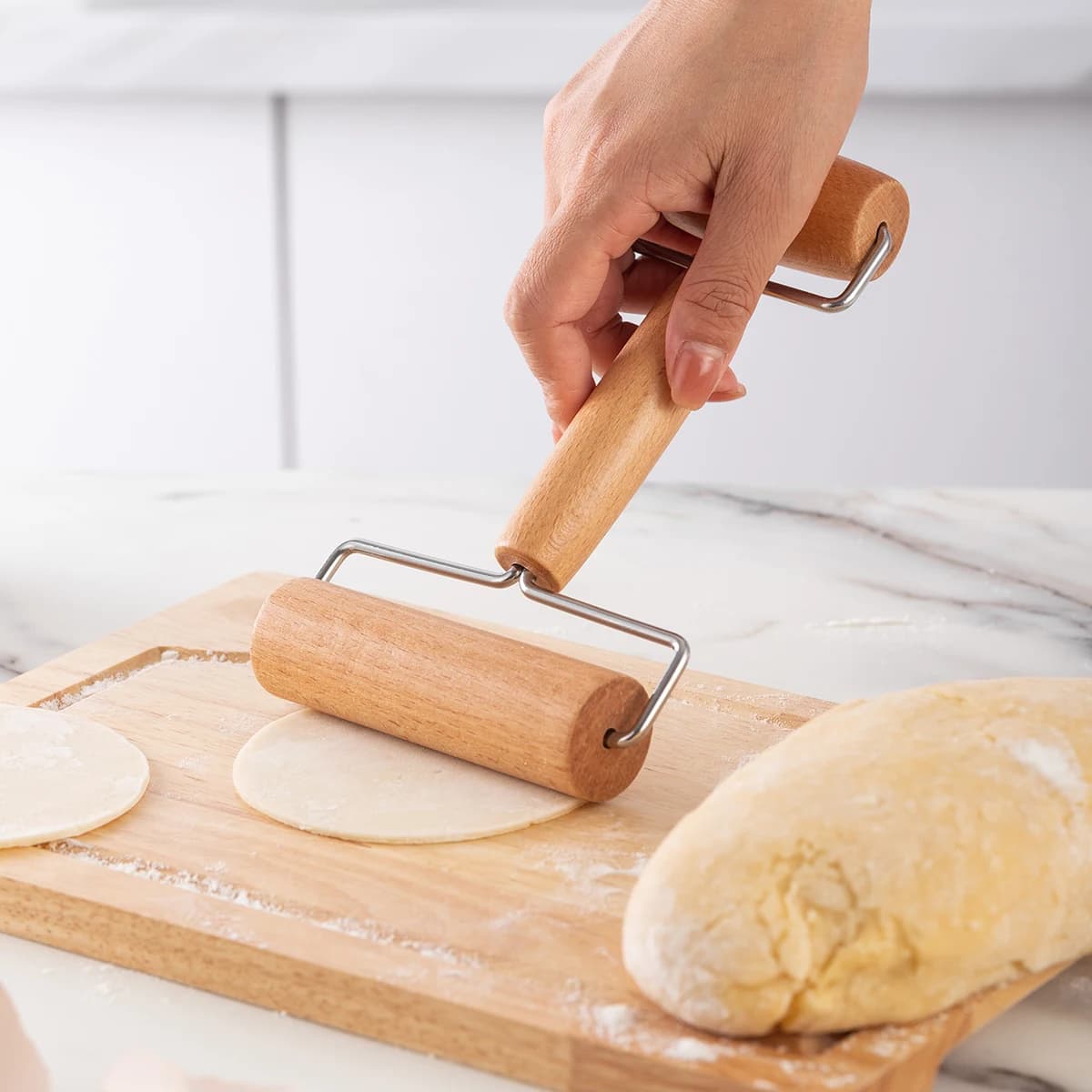 Rouleau à pâtisserie à double extrémité en bois d'érable 1 pièce ; bâton de farine de style