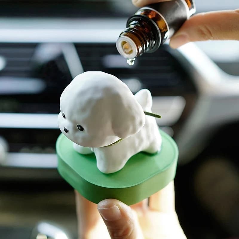 CA 1 pièce, nouveau diffuseur d'aromathérapie en forme de chiot mignon et dynamique, parfait pour la décoration de voiture, la décoration de la maison ou comme cadeau.