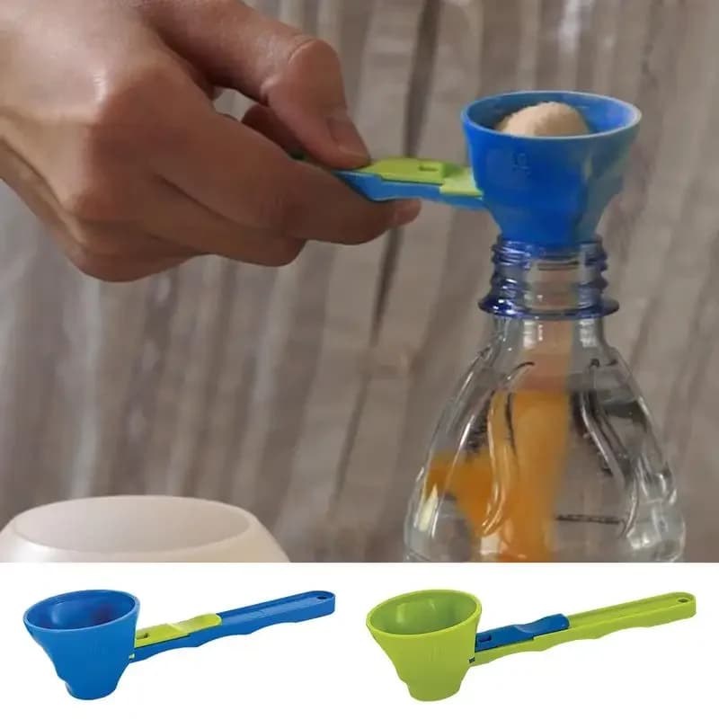 Cuillère à mesurer 2 en 1 avec entonnoir, cuillères de cuisine, cuillère à entonnoir pour mesurer le café, entonnoir de poudre de protéines pour café, produits secs