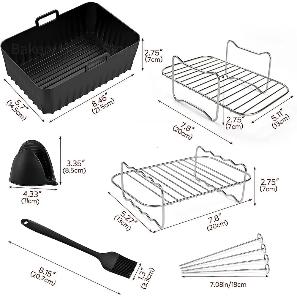 Ensemble d'accessoires pour friteuse à Air Ninja AF400EU AF300EU, Double pile XL, moule de friteuse à Air en Silicone, supports de gril pour friteuse à air 7,6 l-9,5 l
