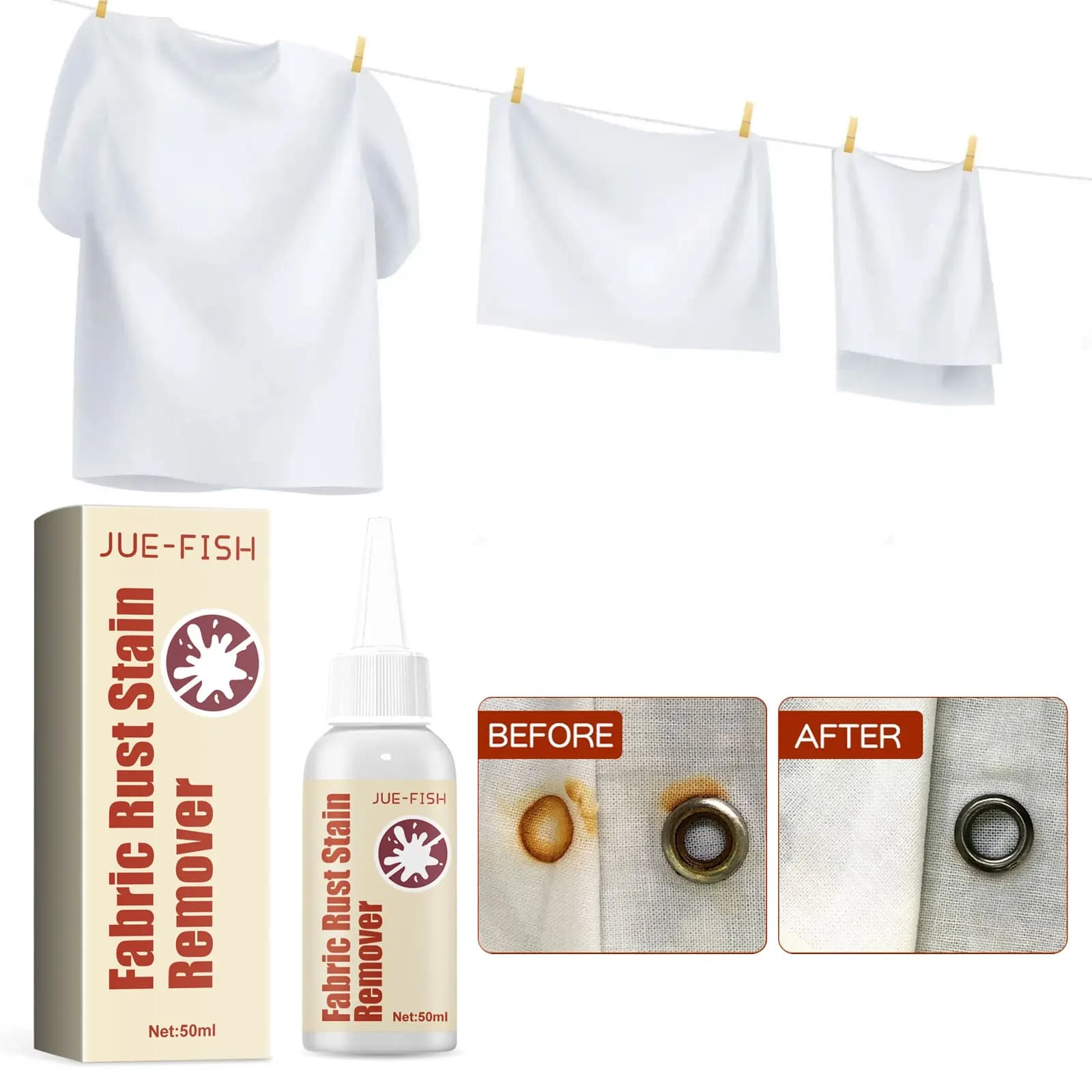 Détachant anti-rouille pour tissus, huile pour vêtements, livres SAF, décontamination des vêtements ménagers, jaunissement, élimination des taches de lessive