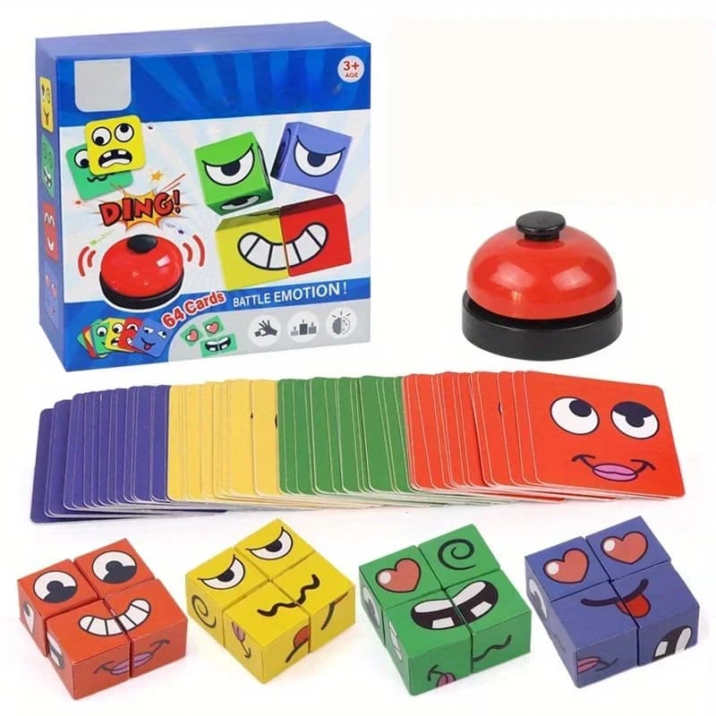 Jeu de Cube de changement de visage pour enfants, Puzzle d'expression Montessori, blocs de construction, jouets d'apprentissage précoce, jouet éducatif pour enfants