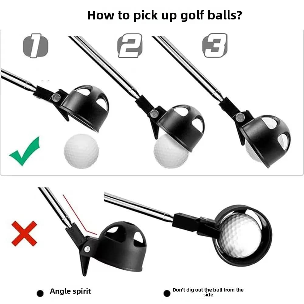 Ramasseur de balle de golf rétractable, outil de ramassage de balle de golf portable en acier inoxydable avec cuillère à verrouillage automatique, eau