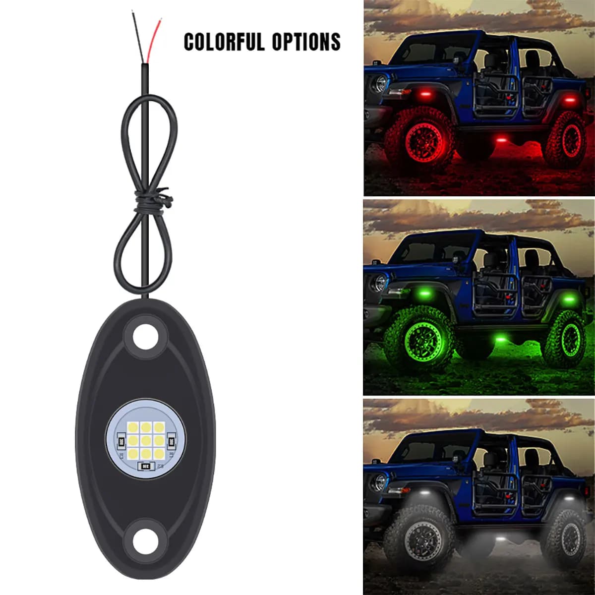 Lumière LED Rock pour roue de moto, lumière décorative d'ambiance pour Dune Buggy atv camion pick-up hors route Jeep SUV UTV