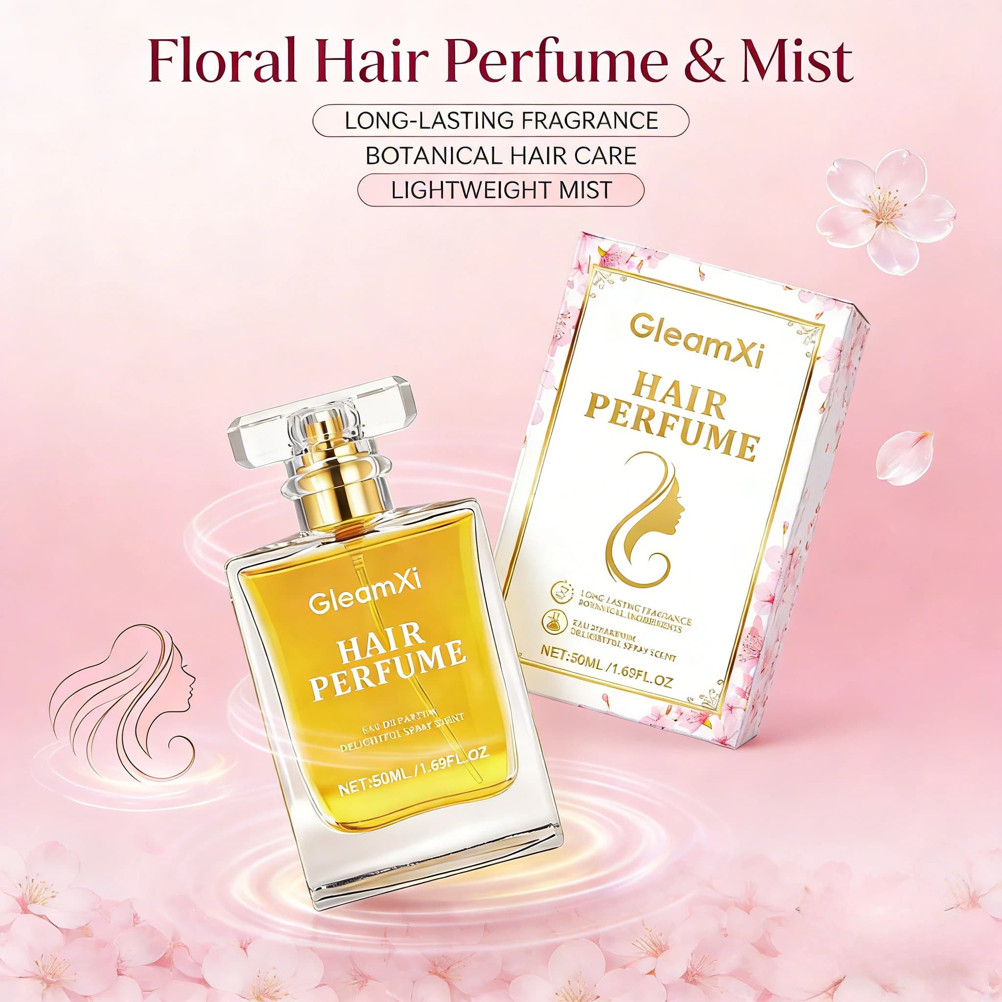Spray parfumé pour cheveux floraux, parfum longue durée, soin nourrissant doux, soin hydratant pour les cheveux à usage quotidien