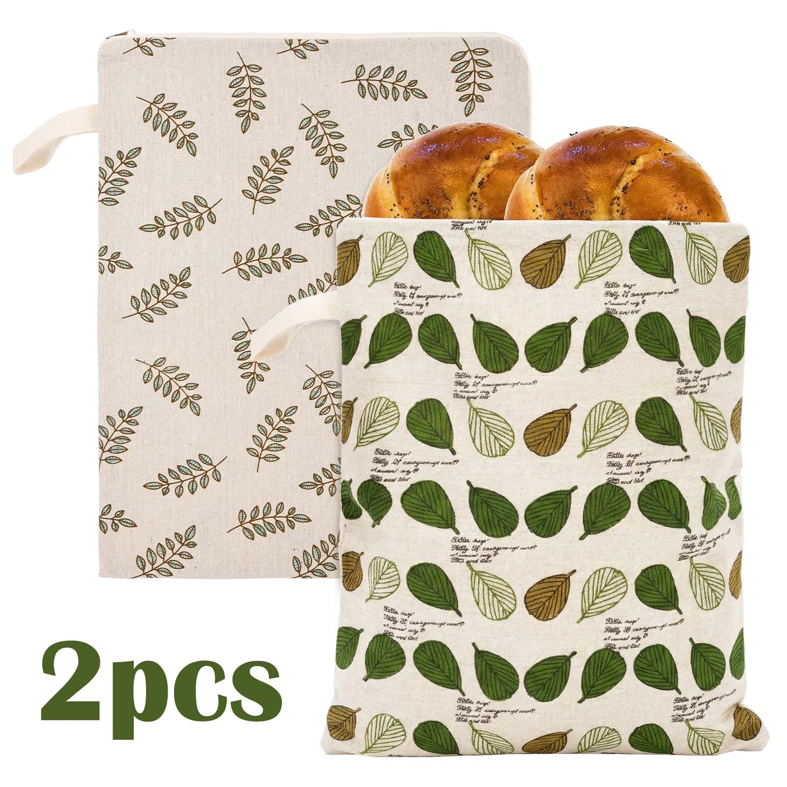 Sacs à pain en lin et cire d'abeille, réutilisables, de qualité alimentaire, pour sandwichs, pour conserver la fraîcheur du pain, pour pain à la levure maison, 2 pièces